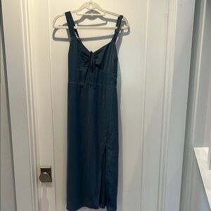Abercrombie & Fitch Blue Tie Front Maxi Dress